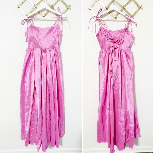 NEW Show Me Your Mumu Juliet Lace Up Corset Maxi Dress in Pink Taffeta size XL - Picture 6 of 10